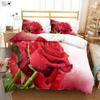 Valentinstag Rote Rose 3D-gedruckter Bettbezug Kissenbezug Bettwäsche-Set Dreiteilig Bequemer Bettdeckenbezug Geschenk