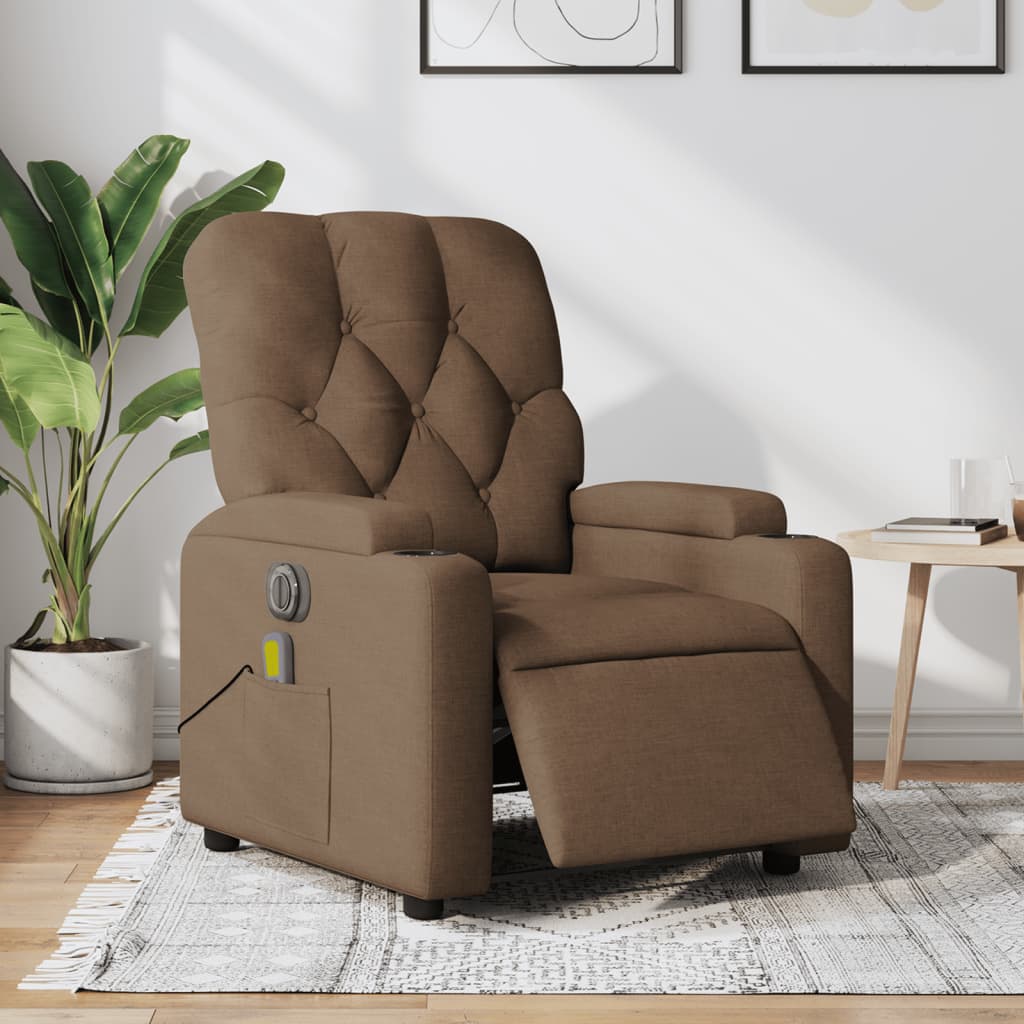 Electric Massage Chair Brown Fabric