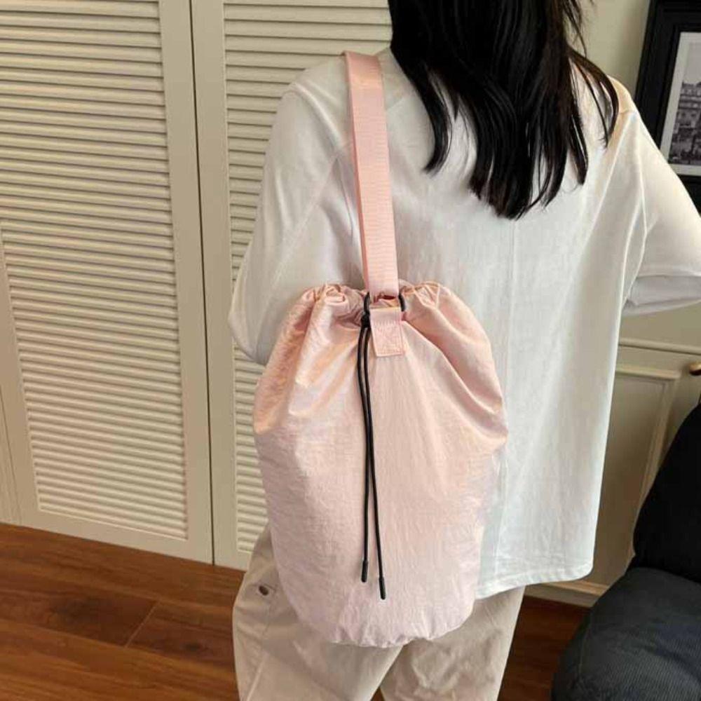 

Large Capacity Sport Racket Storage Backpack Solid Color Drawstring Fitness Bag All-match бежевий