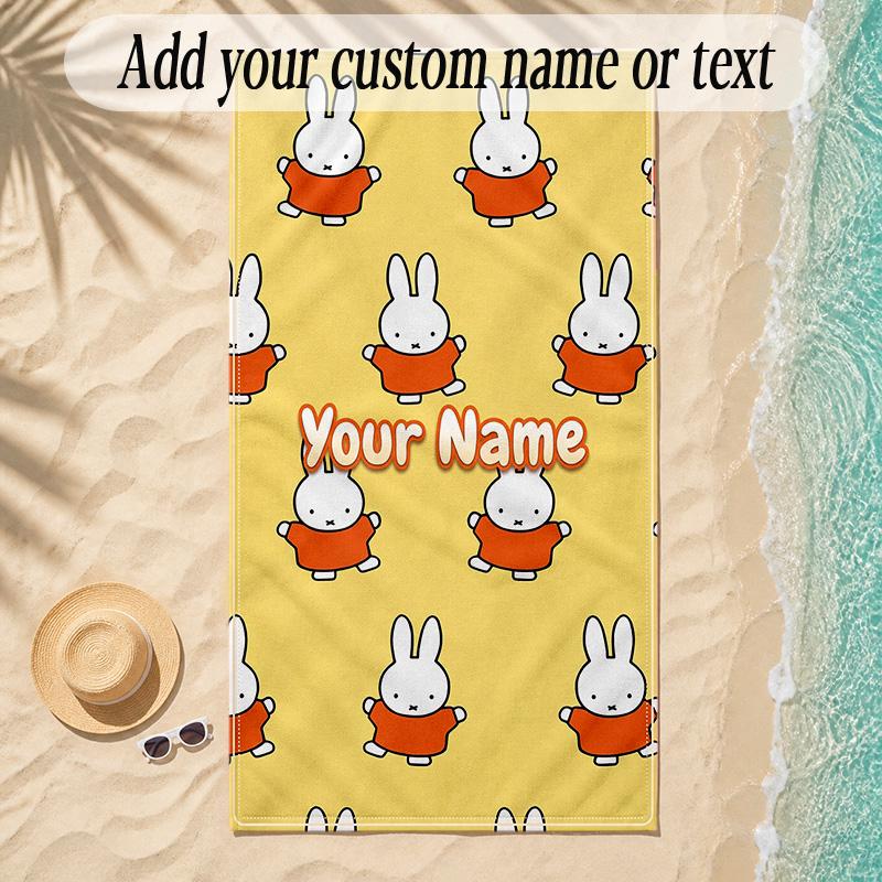 Beach TowelMiffy Custom Name Text Personalized Soft Towel for Beach Pool Indoor Home Decor Gift