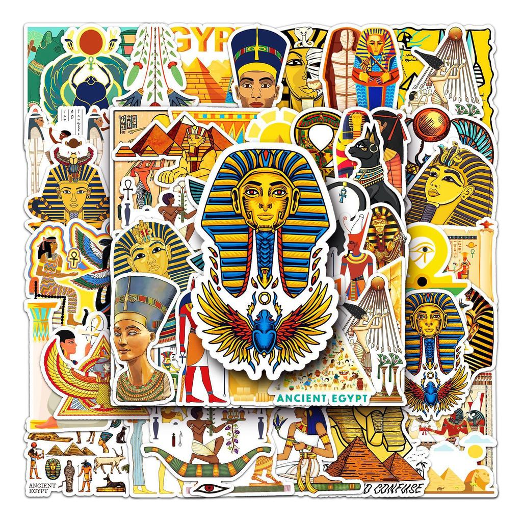 10/50Pcs Ancient Egypt Stickers Pyramid Sphinx Pharaoh Stickers Graffiti Stickers for DIY Luggage Laptop Skateboard Motorcycle Bicycle Stickers