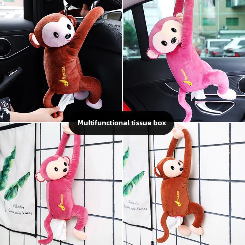 Creative Pippi Monkey Tissue Box Auto Supplies Tissue Pumping Hanging Car Seat Back Pumping Cartoon Cute
