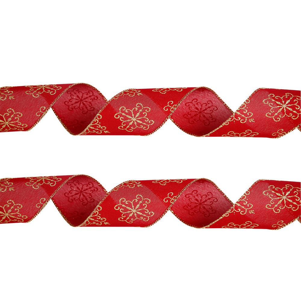 Elegant 2 Meter Christmas Ribbon Decorations With Snowflake And Pine Tree Designs