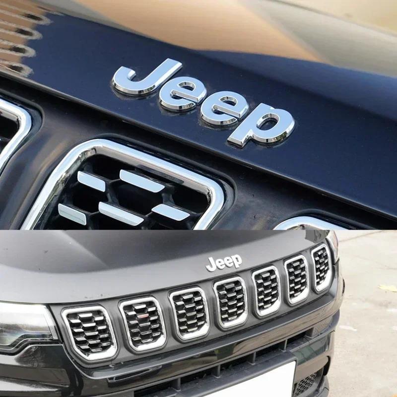 For Jeep Logo Badge Grand Badge Cherokee Wrangler Renegade Compass JK Patriot Car Front Hood Emblem Body Side Rear Trunk