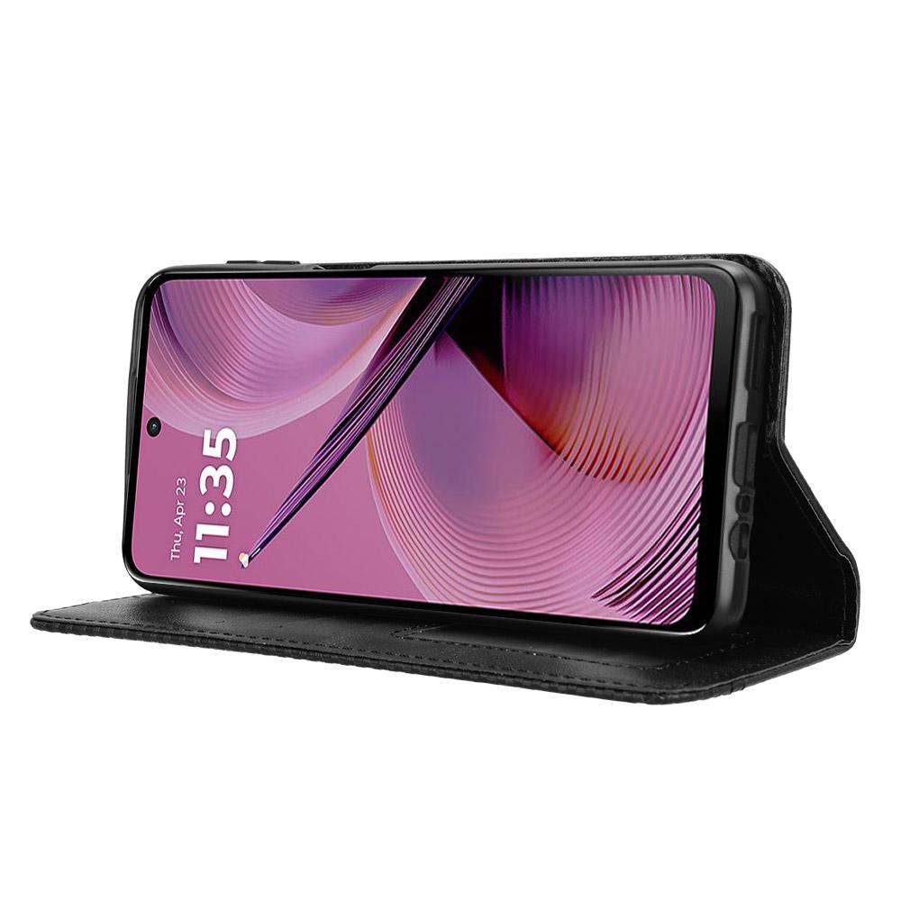 Für Motorola Moto G55 5G Lederhülle Brieftasche Ständer Retro Textur Handyhülle