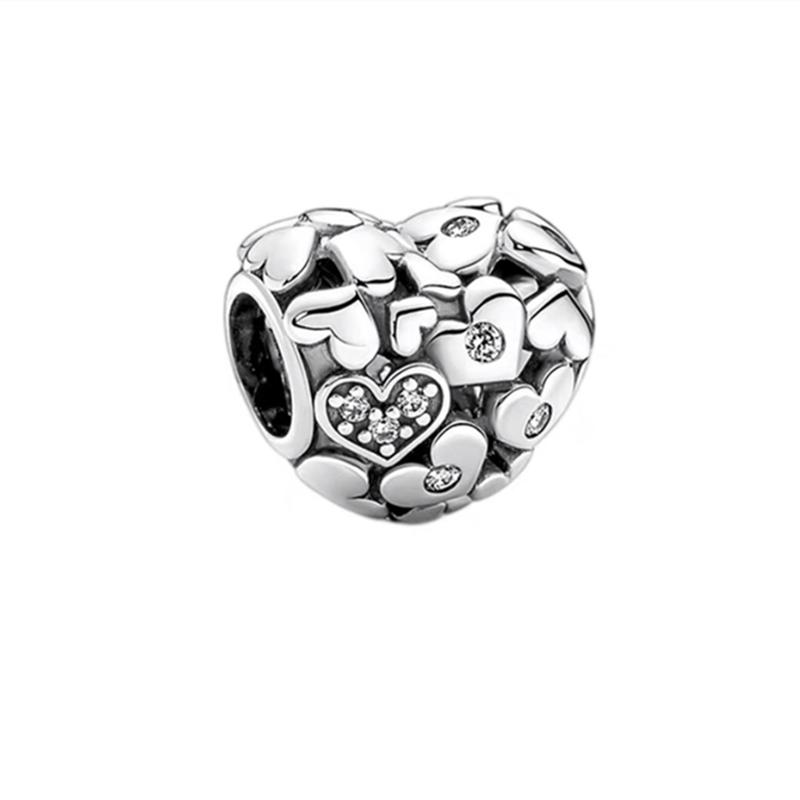 Europeans DIY Angel Mom Heart Sparkling Paw Print Cherry Blossom Charm Beads Fit Original Silver Bracelet Jewelry