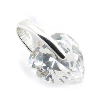 [F6316] - Weißer 'Kristallherz' Silberanhänger