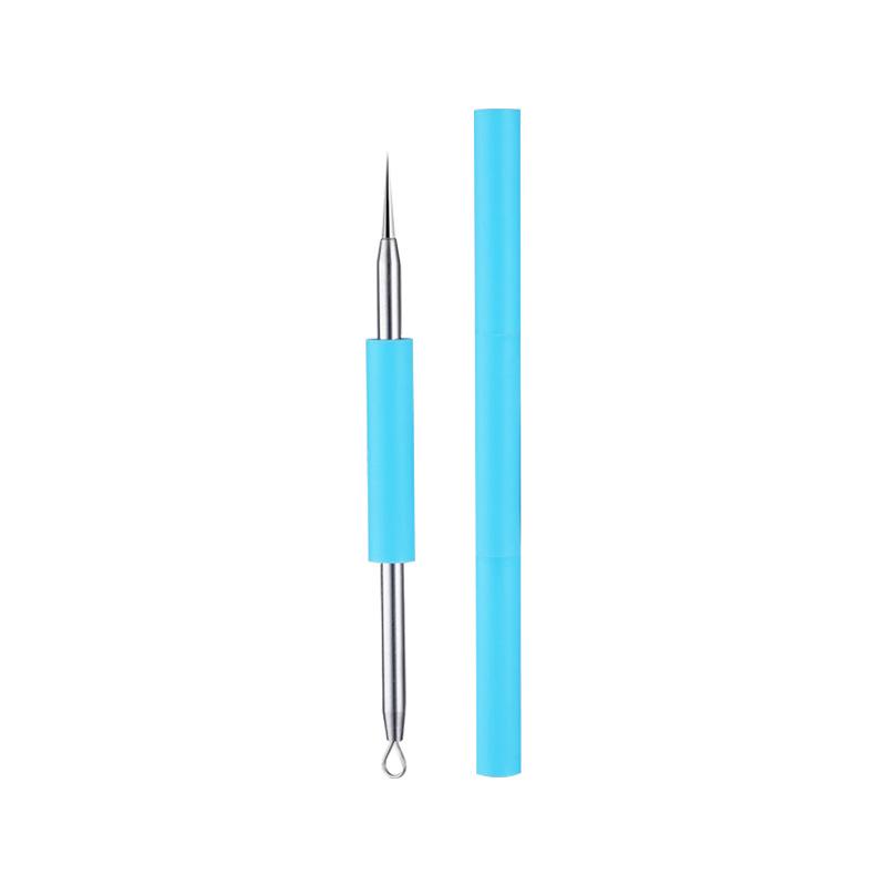 Stainless Steel Blackhead & Pimple Extractor with Silicone Press Ring