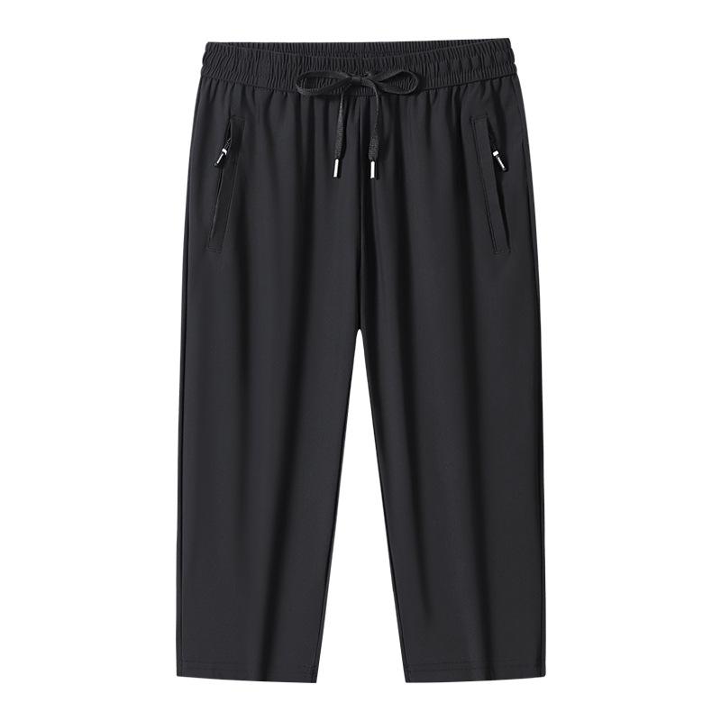 Unisex Quick-Dry Elastic Capris - Plus Size, Ice Silk, Loose Fit for Outdoor and Running