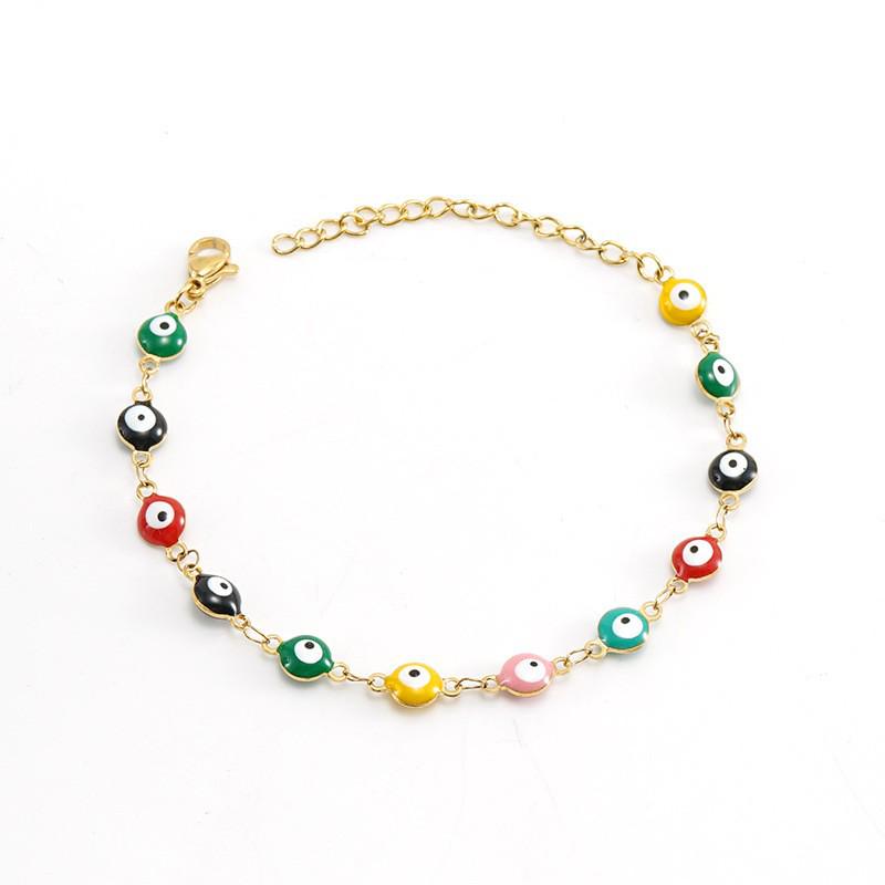 18K Stainless Steel Evil Eye Spliced Women's Bracelet - European & American Style