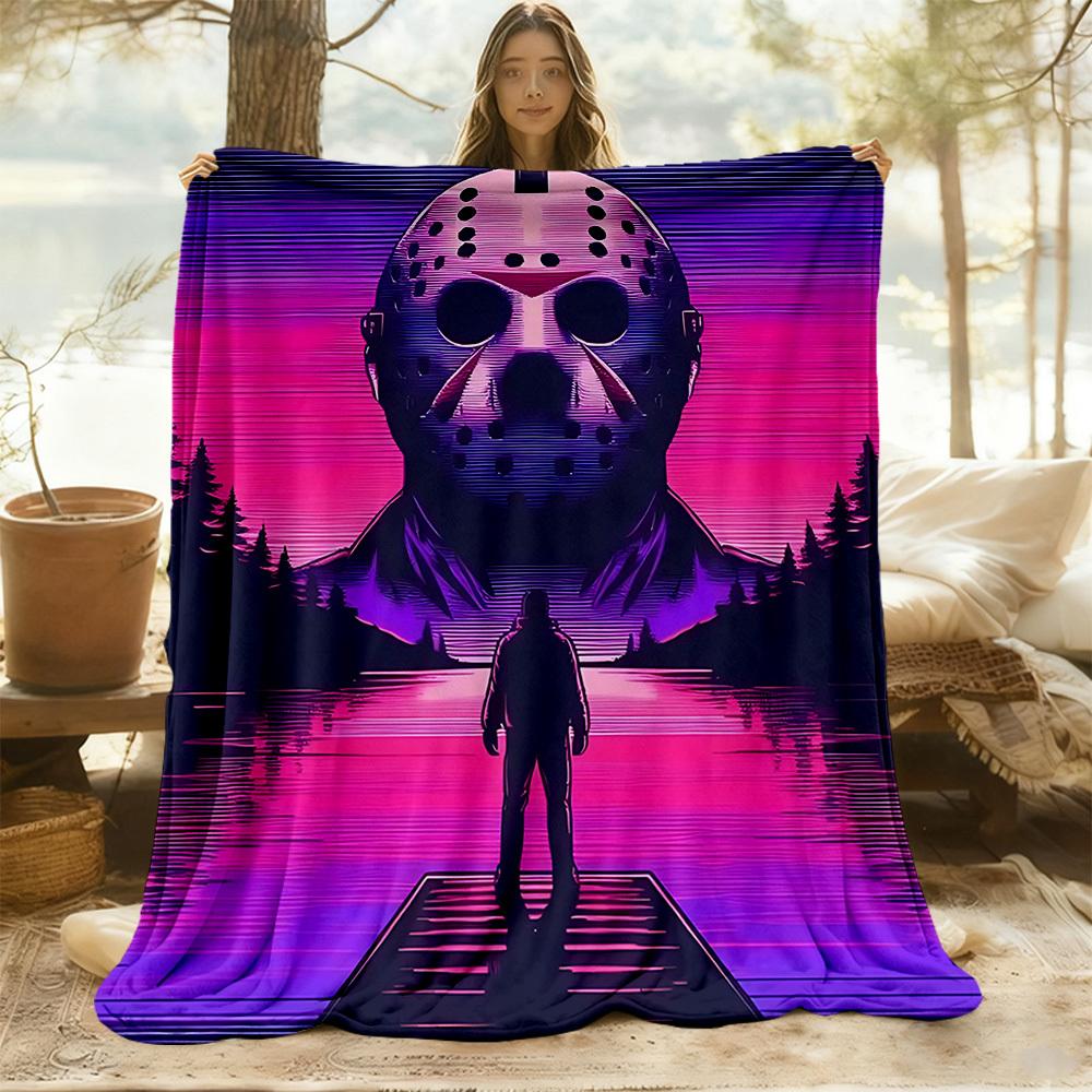 1pc Friday the 13th: The GameS Outdoor Blanket Lightweight Flannel, Soft & Warm, All Season Use for Sofa, Outdoor, Camping, Living Room, Office, Chair