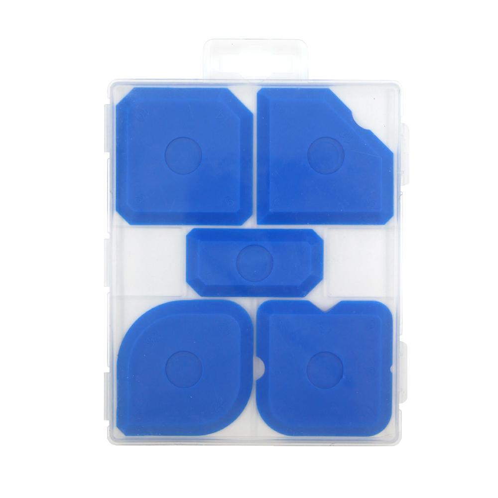 5PCS Blue Silicone Sealant Spatula Grout Joint Smoother Scraper Set With Plastic Box (Blue,Caulking Tool) синий
