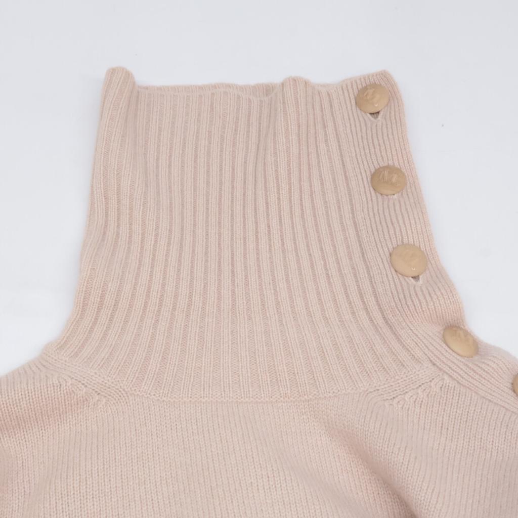 Max Mara 13260103 Beige Wool x Cashmere Shoulder Button Turtleneck Knit Dress dress S beigeUsed