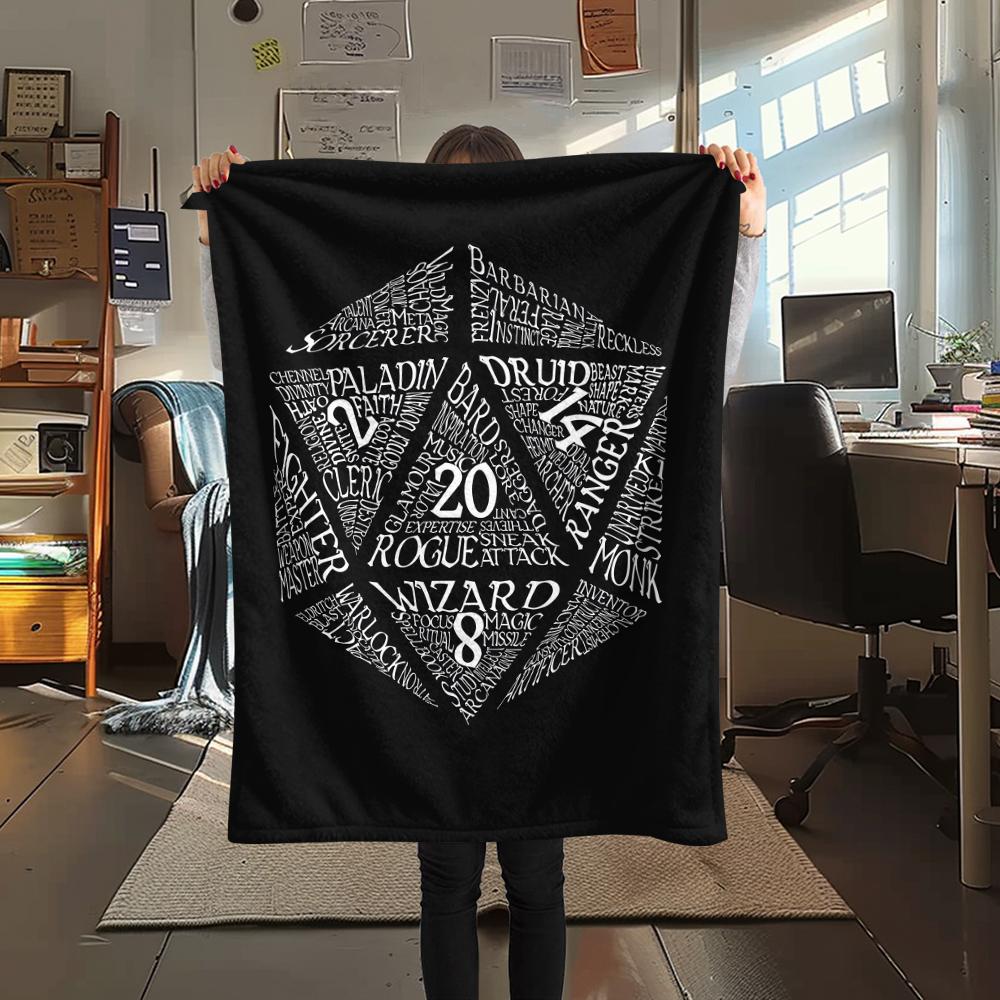 1PC D&D Dungeon and Dragons Print Flannel Blanket, High quality All Seasons, Home Decor, Warmth and Comfort, Perfect for Christmas Gifts