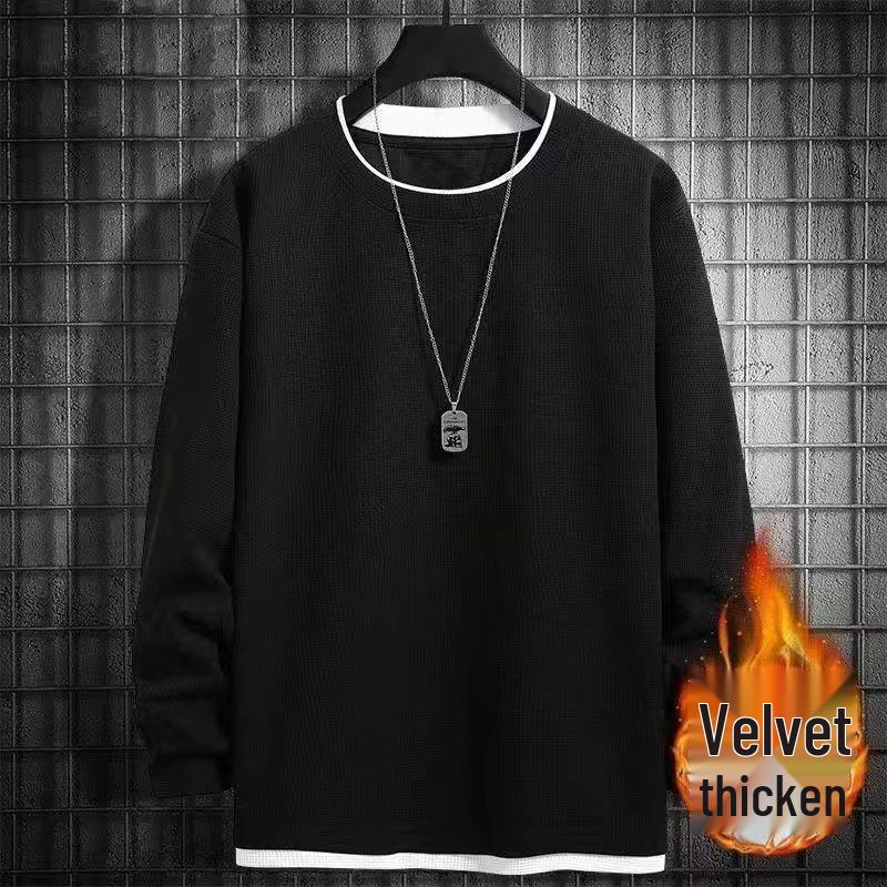 

Мужской осенне-зимний толстый плюшевый свитшот с длинными рукавами, имитирующий двойку M