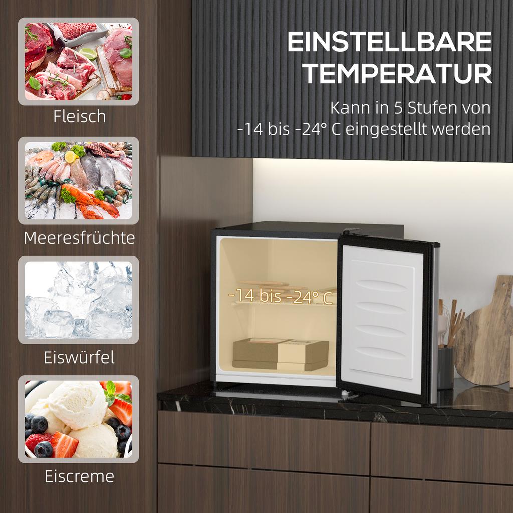 Mini Freezer, 35 L Mini Fridge, -14 To -24 Degrees C, 5-Stage Temperature Control, 47 X 44.2 X 48.8 Cm, Silver