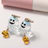 Resin Halloween Earrings Rhinestone Pumpkin Dangle Earrings Aesthetic Ghost Ear Studs  Girl