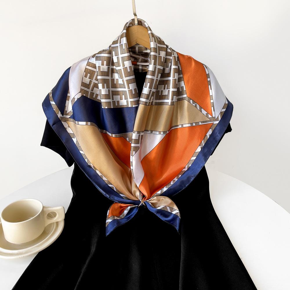 New 90cm Silk Scarf Ladies Wrap Scarf Printed Scarf Satin Large Square Scarf Scarf