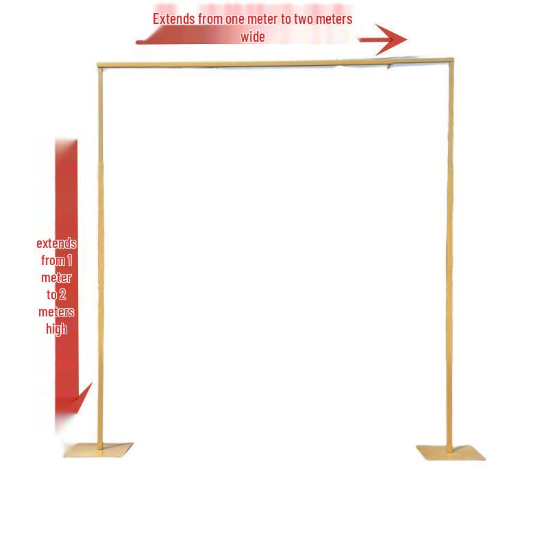 Golden Telescopic Wrought Iron Wedding Arch Stand for Stage Decoration