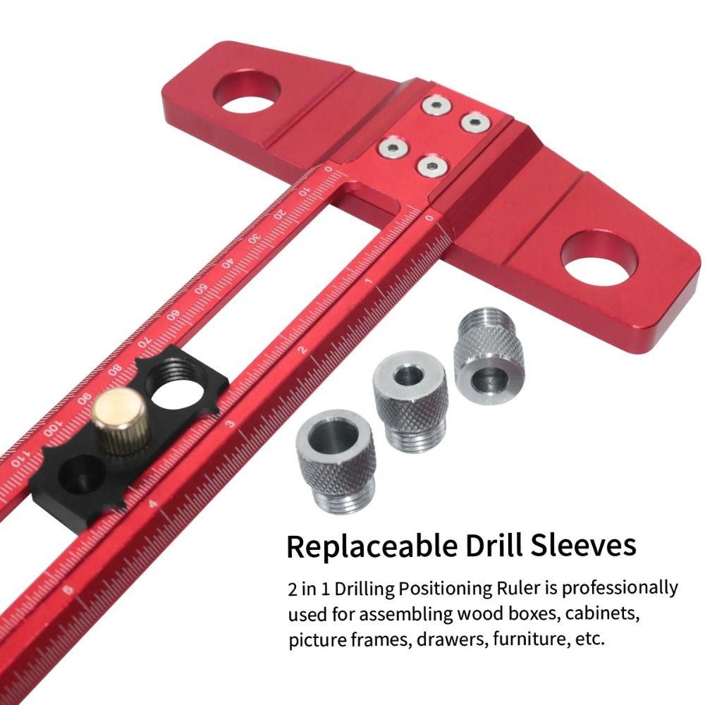 2 in 1 Line Marking Ruler Aluminum Alloy Scriber Marking Ruler  Woodworking