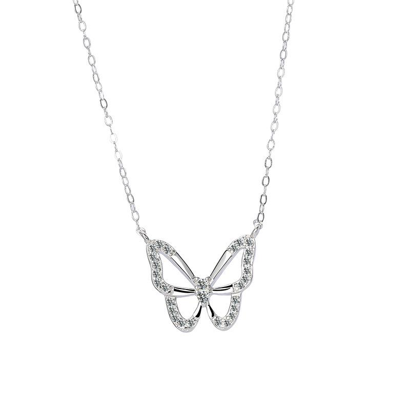 S925 Sterling Silver Butterfly Necklace: Elegant Luxury Clavicle Chain Gift for Women.