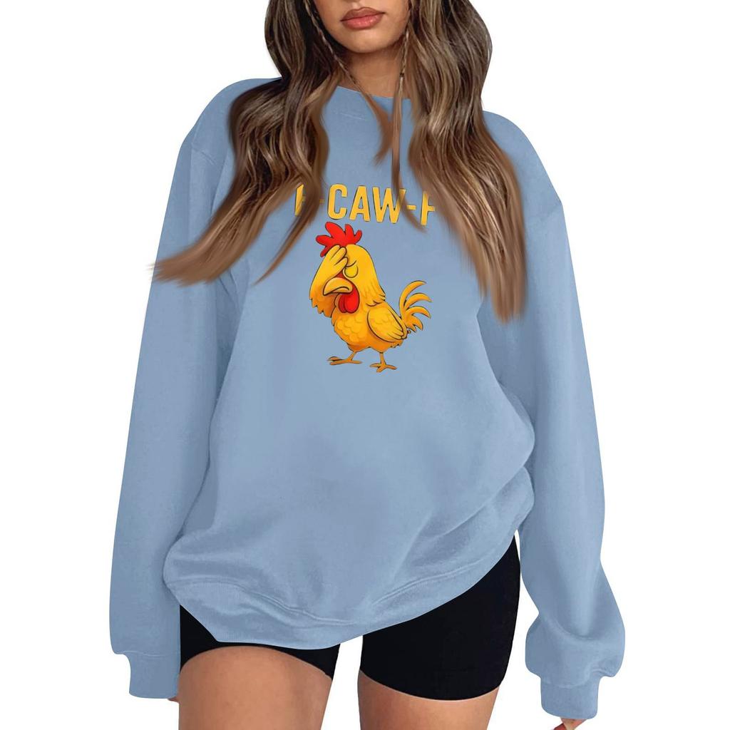 Women's Fashion Casual Round Neck Long Sleeve Top Printed Pullover Sweatshirt