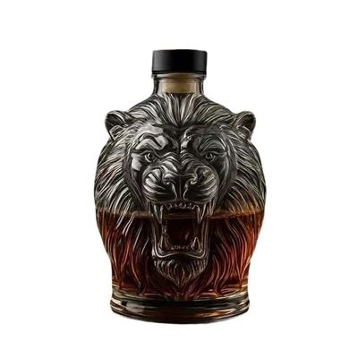 Elegancka Butelka Infuzer do Whisky z Głowami Lwów Wysokiej Jakości Szkło Dystrybutor Napojów na Imprezy Do Domu Pubów Dekoracje i Prezent