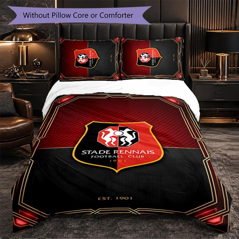 Stade Rennais FC Themed Bedding 3Pcs Duvet Cover Set Decorative Bed Linen For Teen Room Home Decoration