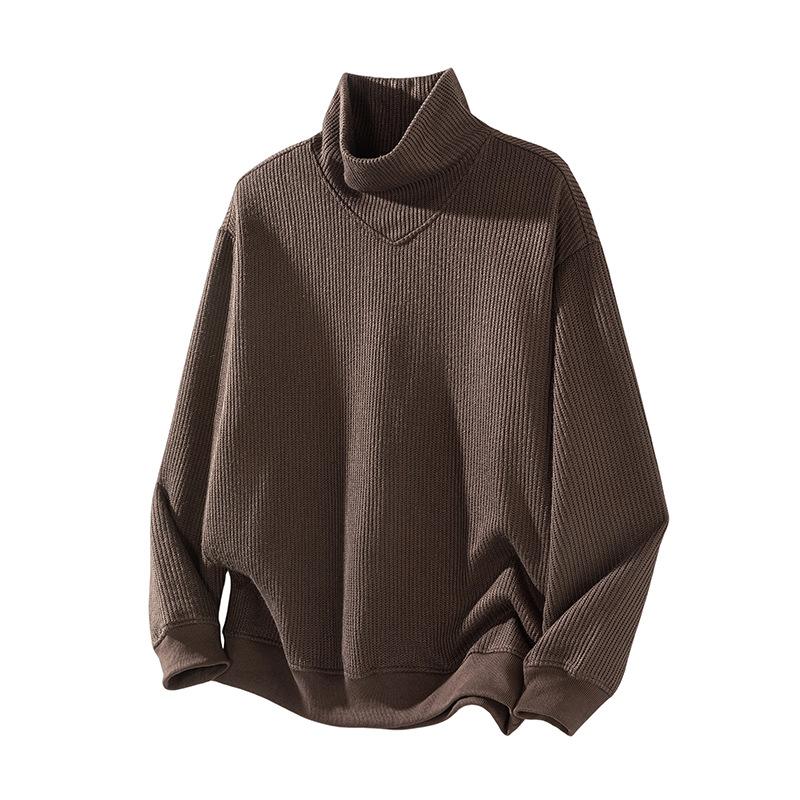 Vertical Texture Long-sleeved Turtleneck Sweater Men's Silhouette Trendy Brand Versatile Knitted Sweater
