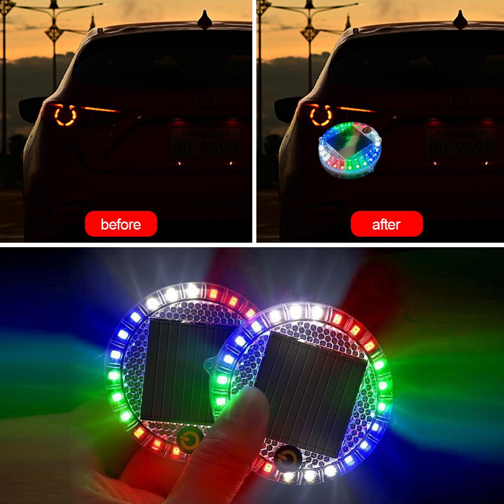 Car Round Solar Energy Warning Light LED Flashlight Indicator In-Night Caution Strobe Warning Light Running Lamp For All Vehicle