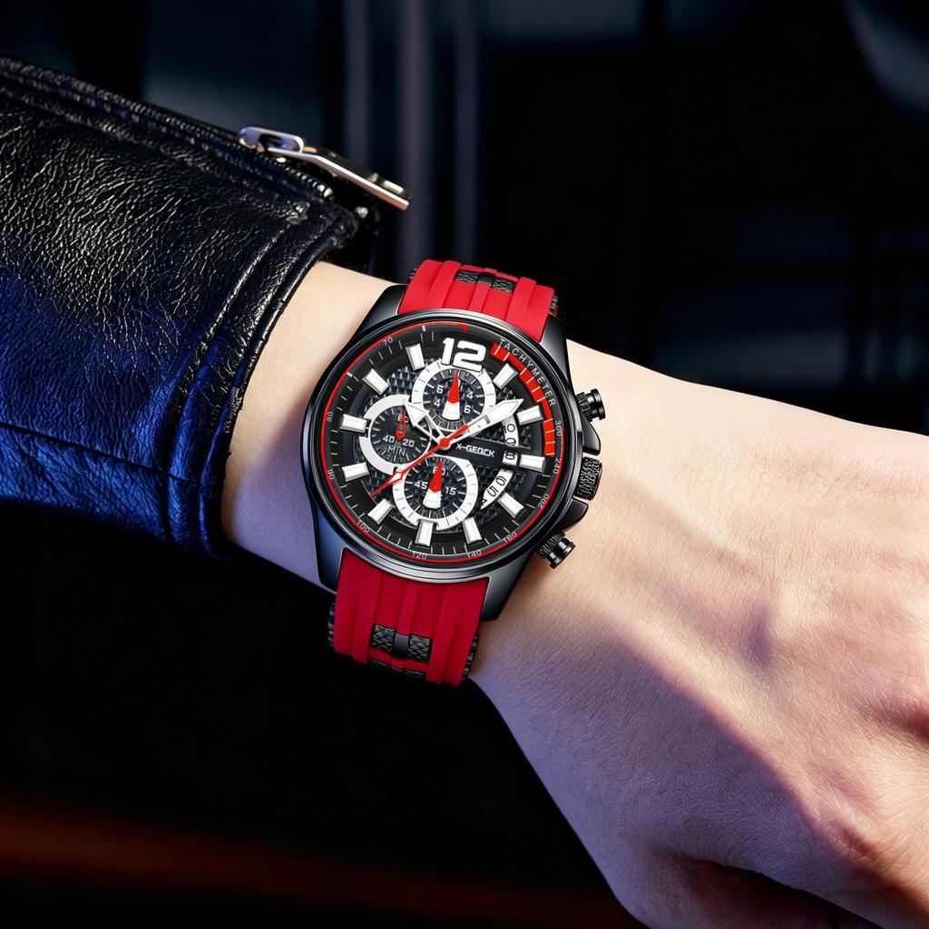 Men'S Silicone Strap Calendar Quartz Watch Sports Luminous Hand Quartz Watch Men'S Watch