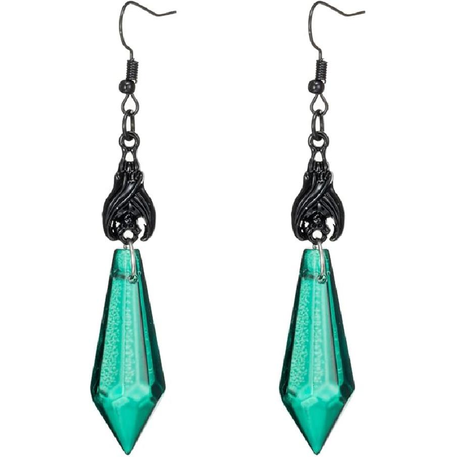 Gothic Dark Bat Dangle Earrings Red Black Crystal Gems Bat Earrings Punk Rock Style Bats Animal Earrings Halloween Costumes Earrings Jewelry for