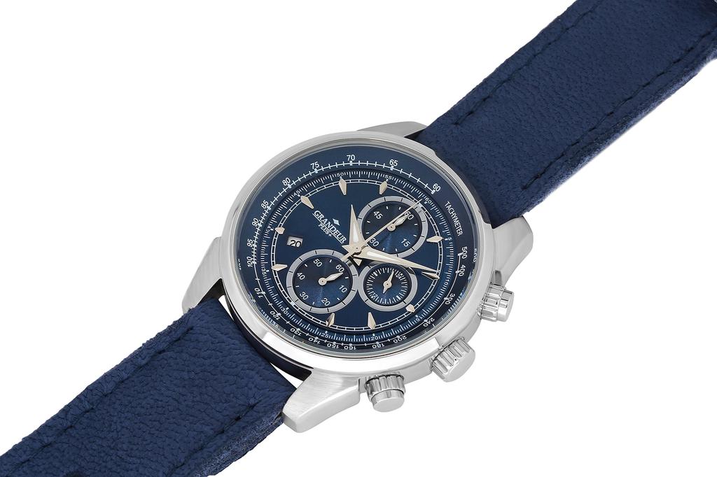 Watch Grandeur Plus Elk Leather Band Series GRP001E2 Blue [Grandeur Plus] Men's