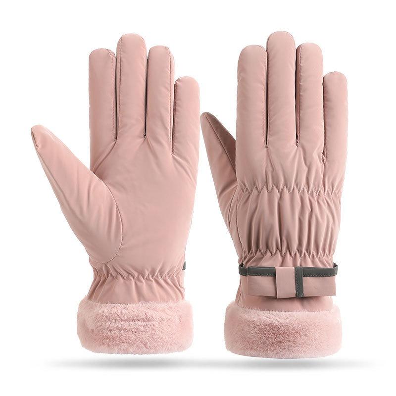 Warm gloves women's velvet thickened windproof and cold-proof outdoor riding driving winter touch screen autumn and winter gloves