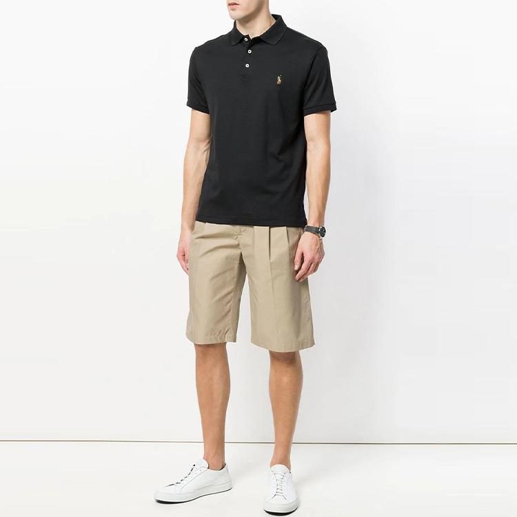 Polo Ralph Lauren Logo Embroidered Short Sleeve Polo Shirt Men tops Black 710685514-002