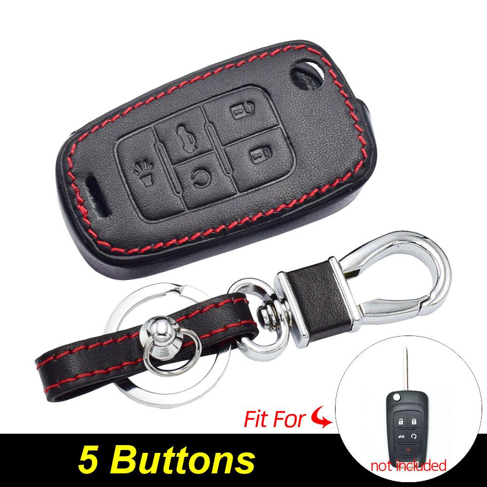 Leather Car Key Case For Chevrolet Camaro Cruze Malibu Impala Equinox Sonic Spark 2 3 4 5 Buttons Folding Remote Protector Cover