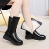 Women Boots Quality Genuine Leather Boot Fashion Mid-calf Leather Boot Thicken Wool Plush Warm Winter Boots Botas Invierno Mujer