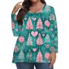 Women's Fashionable Casual Long Sleeved Plus Size  Print Top Plus Size Floral Print Top