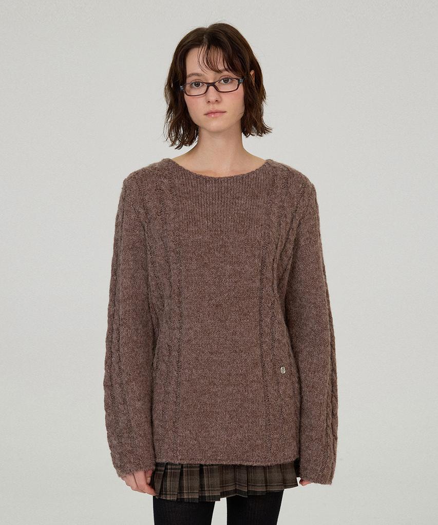 Sseomweeobeoteo Some Cable Long Sleeve Knit - Brown