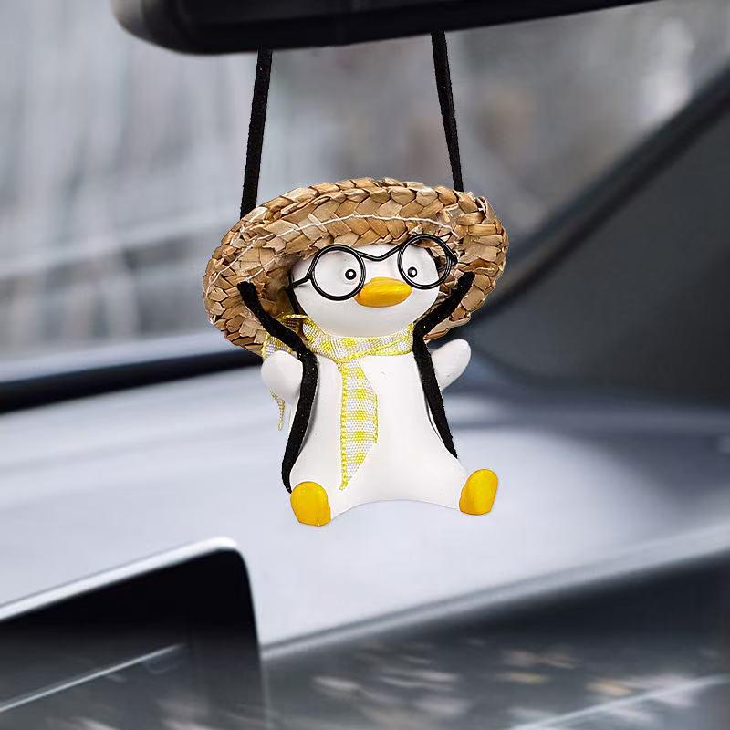Trendy Swinging Duck Aromatherapy Car Pendant for Rearview Mirror