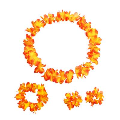 4 Piezas/Set Collares de Leis de Flores Artificiales Hawaianas Guirnalda Diadema Boda Cumpleaños Playa Decoración Fiesta Tropical