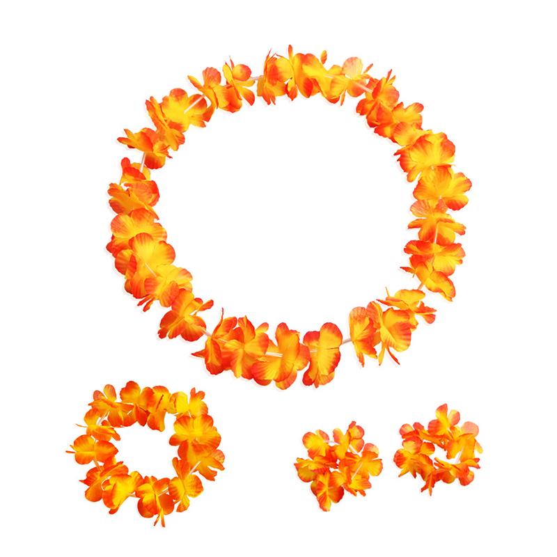 

4 шт./компл. гавайские искусственные цветы леи ожерелье гирлянда повязка на голову свадьба день рождения пляж тропическая вечеринка украшение A2