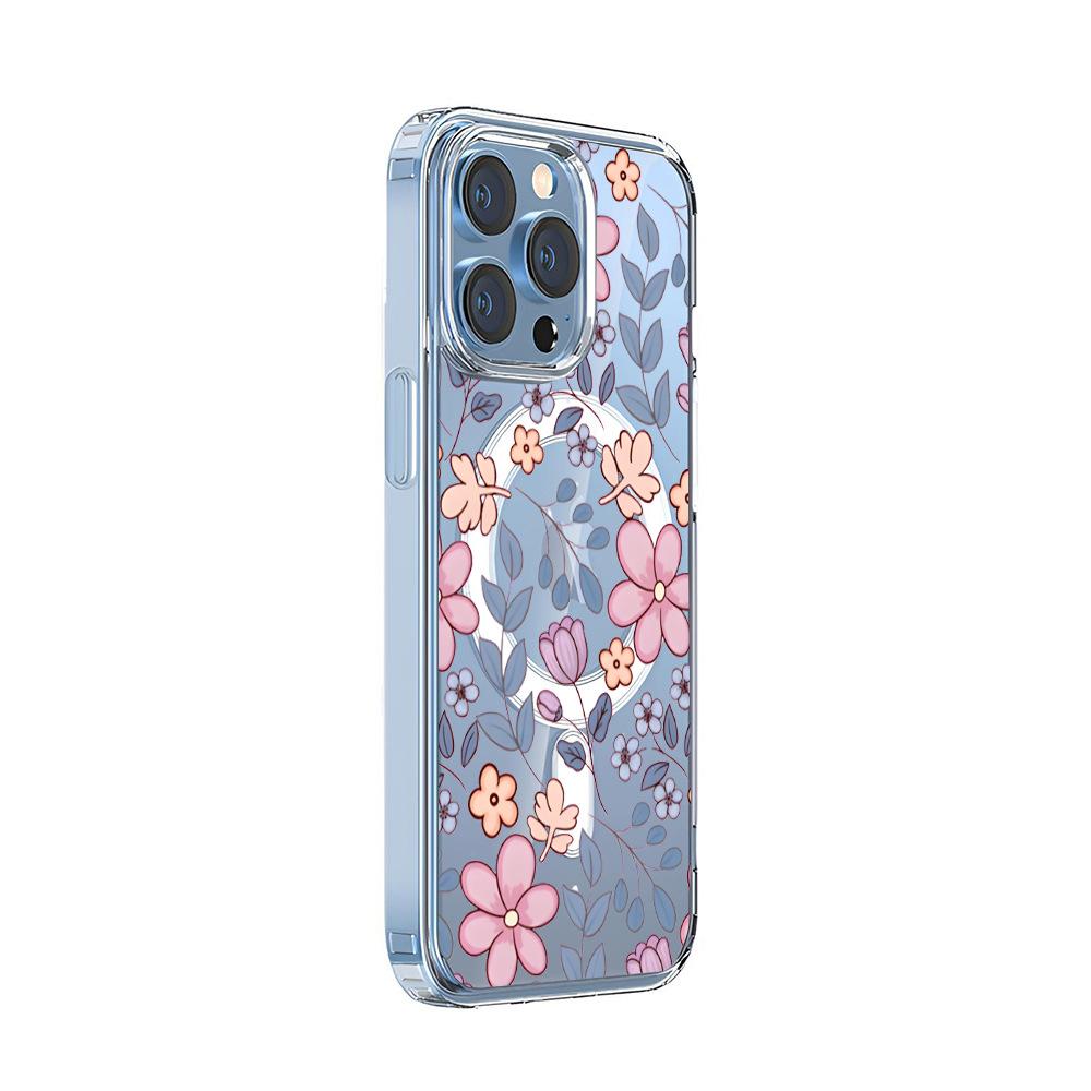 Summer new MagSafe magnetic mobile phone case Apple 15 anti-drop transparent iPhone17 trendy women's 14pro