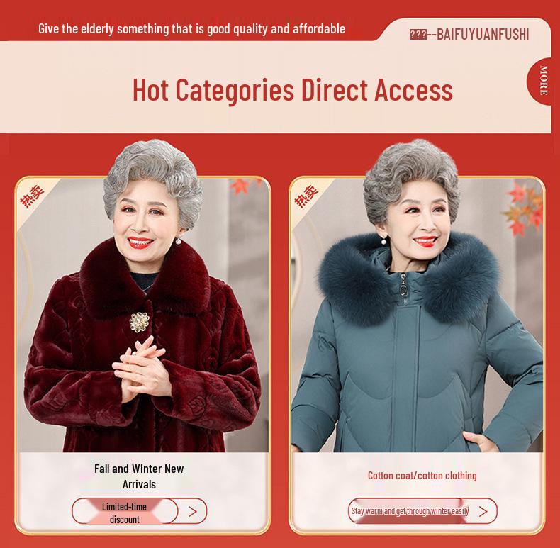 Damen Winterjacke aus Baumwolle mit Samt für Mittelalte und Ältere