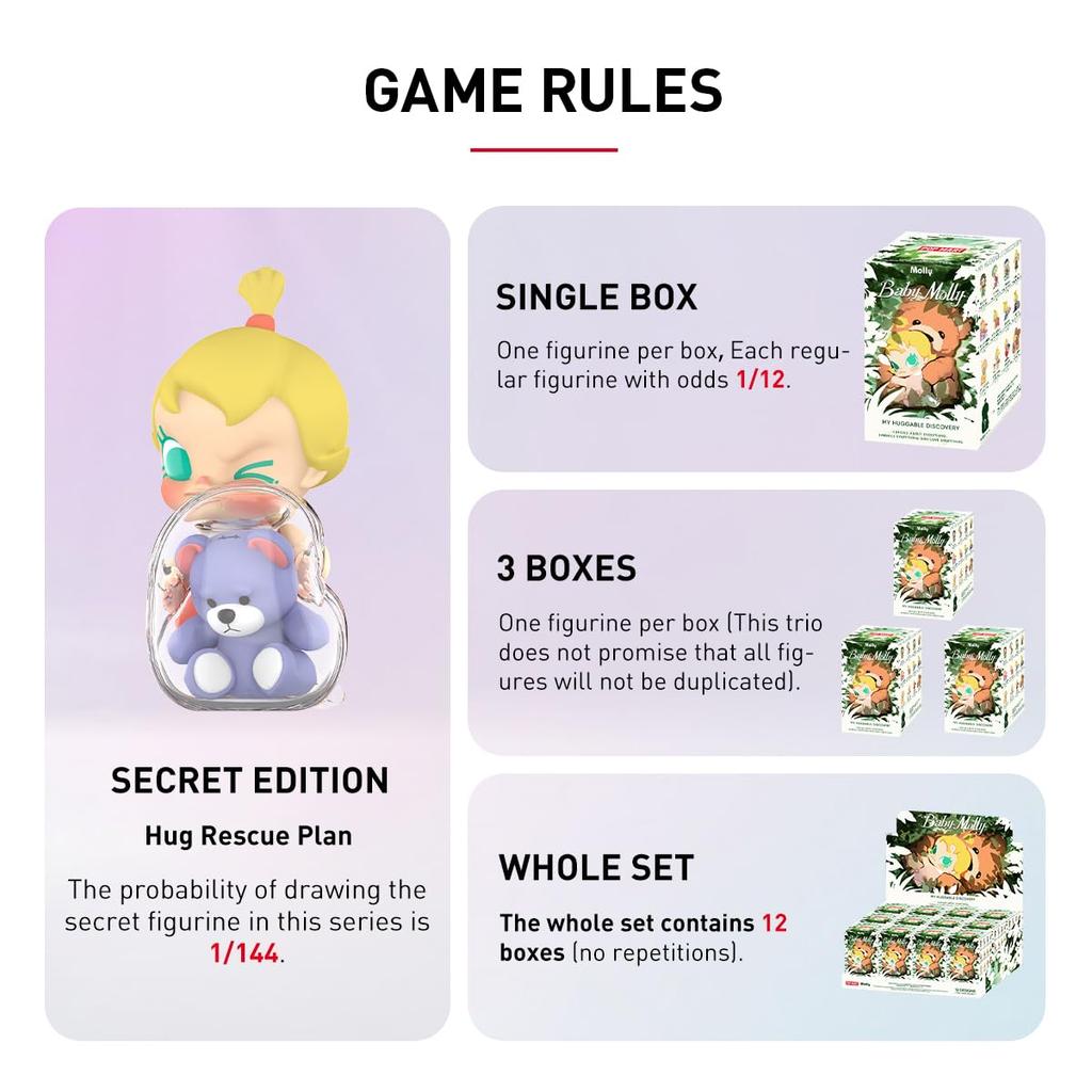 POP MART Baby Molly My Huggable Discovery Series [Assorted Box of 12] Pop Mart Gachapon Blind Box Figure Plastic Model Premium Toy PVC Soft Vinyl