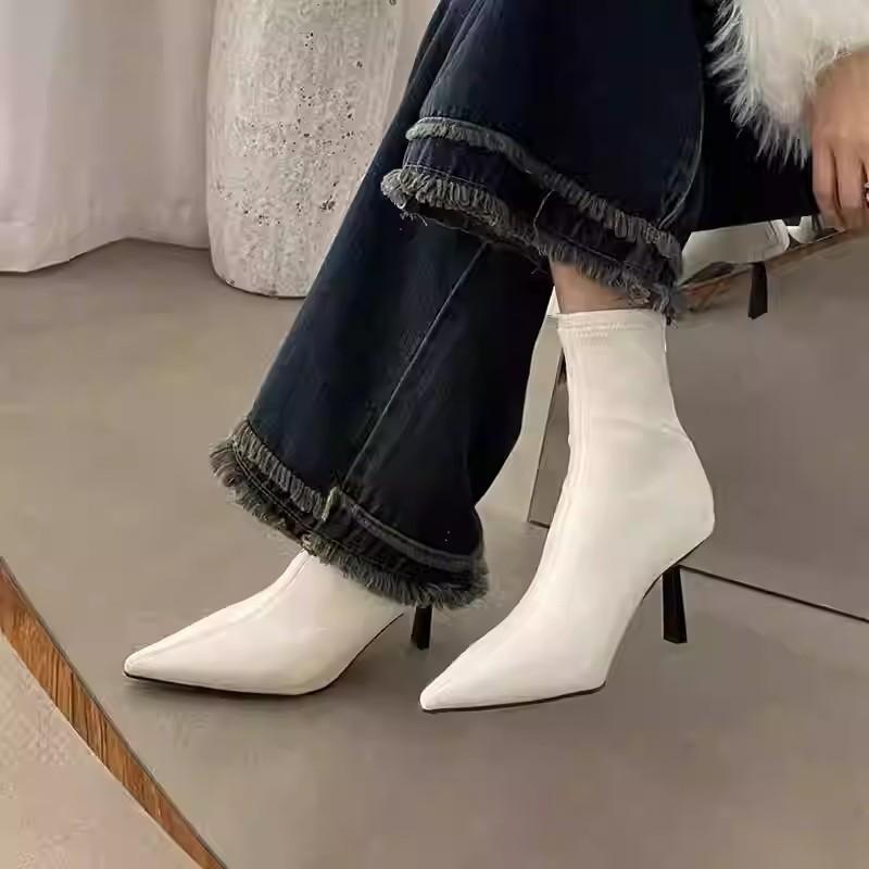 Thin Heel Short Boots Women'S Autumn And Winter Pointed Boots Temperament Chelsea Boots Thin Boots Thin High Heel Boots