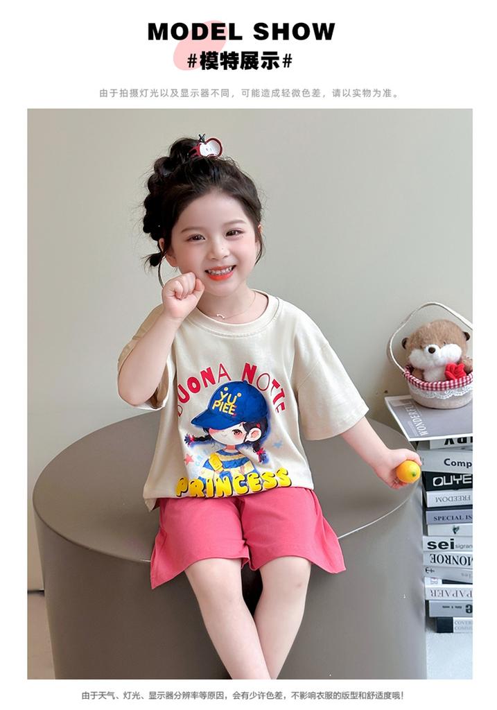 Girls' Summer Short Sleeved Set 2026 New Children's Summer Shorts Two Piece Set Baby Stylish Sportswear