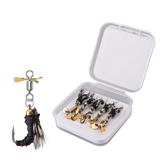 5Pcs Bionic Fishing Baits with Sharp Hook Compact Design Portable Rotatable Saltwater Freshwater Swimbaits Fly Fishing Lures