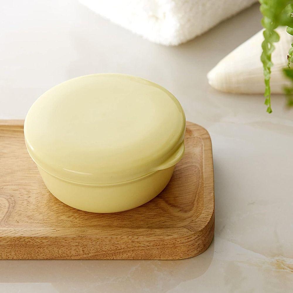 Round Travel Soap Container Self Draining Portable Soap Dish Toilet Shower