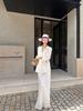 5werkwe Women's White Linen Long Sleeve Casual Shirt Set - Versatile Autumn Style